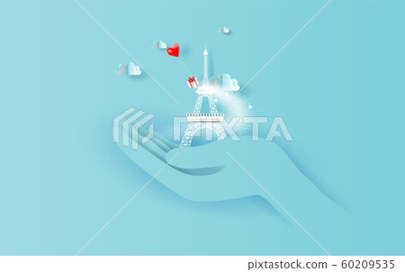 Paper art of red balloons heart gift floating-插圖素材 [60209535] - PIXTA圖庫