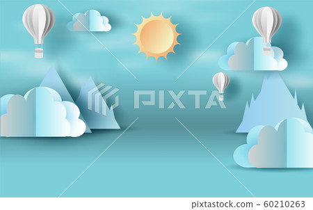 Scene blue sky with Cloudscape and sun 60210263