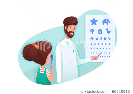 Ophthalmology clinic visit flat illustration - Stock Illustration ...