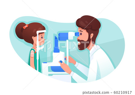 Eye Clinic Appointment Flat Vector Illustration - Stock Illustration 