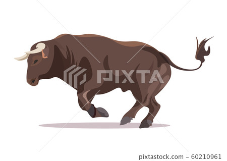 Bull in jumping pose flat vector illustration Bull in jumping pose flat vector illustration 60210961