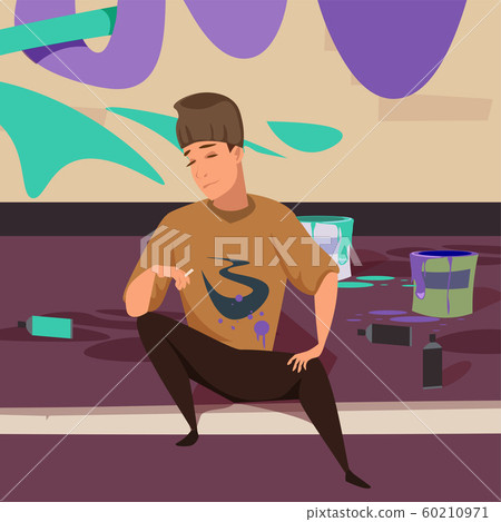Street artist on pavement vector illustration Street artist on pavement vector illustration 60210971
