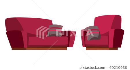 Sofa and armchair flat vector illustration Sofa and armchair flat vector illustration 60210988