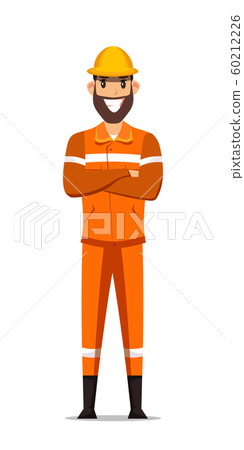 Happy miner in helmet flat vector illustration Happy miner in helmet flat vector illustration 60212226