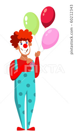 Clown with balloons flat vector illustration - Stock Illustration ...