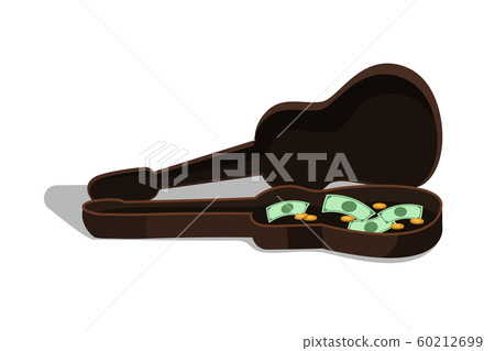 Money in guitar case flat vector illustration 60212699