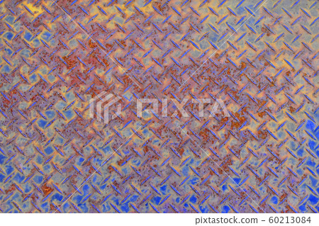 Rusted iron plate, groove lid, iron plate, rusted 60213084