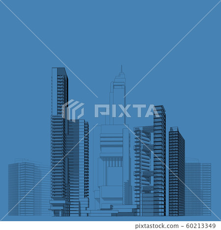 Modern architecture wireframe. Concept of urban 60213349