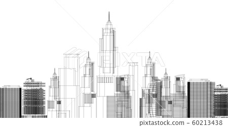 3D illustration architecture building perspective 3D illustration architecture building perspective 60213438