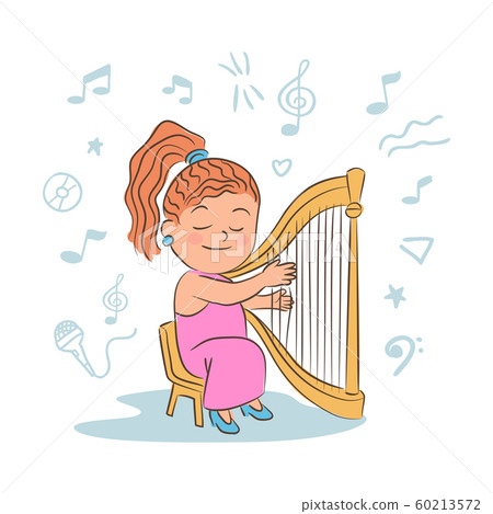Girl playing harp cartoon vector illustration Girl playing harp cartoon vector illustration 60213572