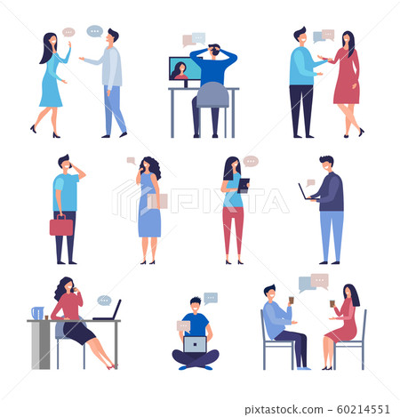 People talk. Socializing online web chatting business discussion community vector characters isolated 60214551