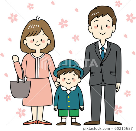 父母子女入學典禮（櫻花背景） 60215687