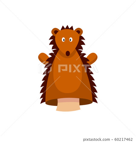 Cute brown hedgehog hand puppet isolated on white background. Cute brown hedgehog hand puppet isolated on white background. 60217462