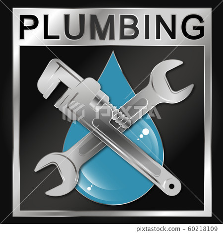 Wrench and water drop symbol plumbing Wrench and water drop symbol plumbing 60218109