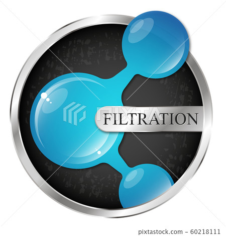 Water drop in silver circle filtering symbol 60218111