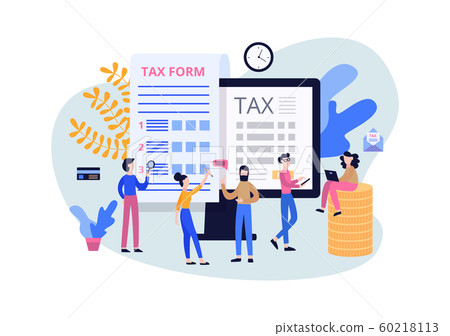 Tax submit and online payment, year-end report flat vector illustration isolated. Tax submit and online payment, year-end report flat vector illustration isolated. 60218113