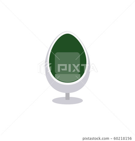 Colorful white egg chair with green inside lining - flat isolated icon 60218156