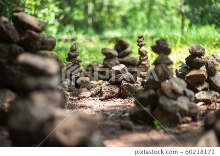 Pile of stones at Khao Kradong travel attraction. 60218171