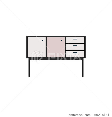 Isolated console table with cabinets and drawers - TV unit or storage cupboard Isolated console table with cabinets and drawers - TV unit or storage cupboard 60218181