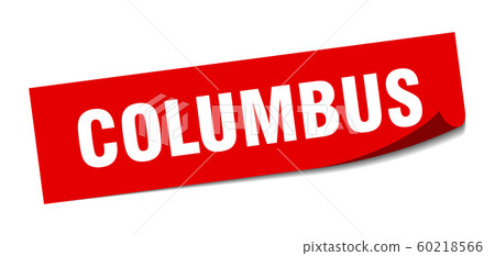 Columbus sticker. Columbus red square peeler sign 60218566