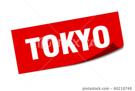 Tokyo sticker. Tokyo red square peeler sign Tokyo sticker. Tokyo red square peeler sign 60218748