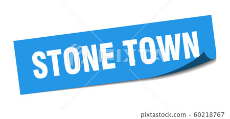 Stone Town sticker. Stone Town blue square peeler 60218767