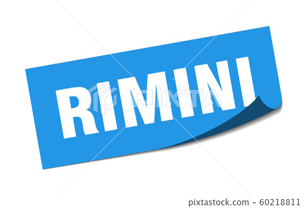 Rimini sticker. Rimini blue square peeler sign 60218811