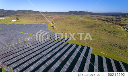 Aerial. Photovoltaic panels to produce electricity in Spain. Aerial. Photovoltaic panels to produce electricity in Spain. 60219292