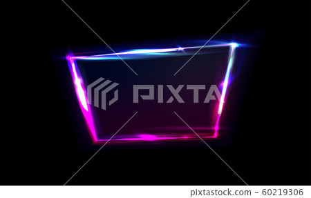 Neon frame with glow, sign and light background. Night club signboard with empty space for logo or 60219306
