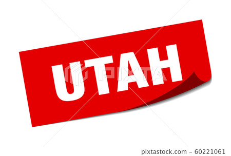 Utah sticker. Utah red square peeler sign 60221061