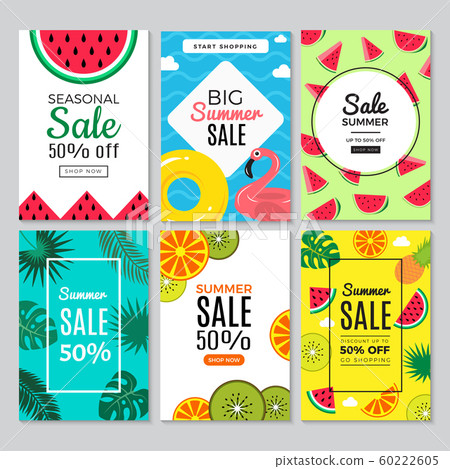 Summer banners. Mobile floral tropical background vertical landscape leaf flowers spring summer plants sale prootion vector vector posters 60222605