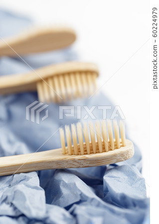 Close up of bamboo toothbrush, zero waste concept Close up of bamboo toothbrush, zero waste concept 60224979
