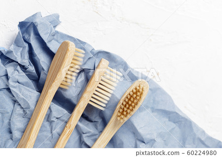 Close up of bamboo toothbrush, zero waste concept Close up of bamboo toothbrush, zero waste concept 60224980