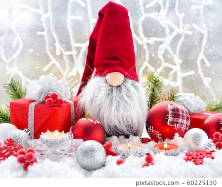Christmas composition with the gnome, candles Christmas composition with the gnome, candles 60225130