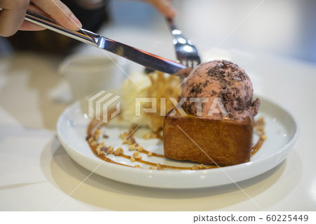 Closeup of Honey toast with strawberry chocolate 60225449