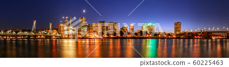 Portland Downtown Waterfront at night,City Skyline 60225463