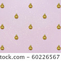 Pattern with golden balls and star confetti on pink pastel background. Christmas or New year card. 60226567
