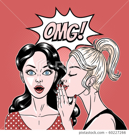 Comic style beautiful young women gossiping, Comic style beautiful young women gossiping, 60227266