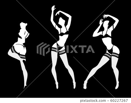 Set of sexy women silhouettes in underwear, club Set of sexy women silhouettes in underwear, club 60227267