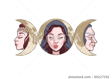 Triple goddess as Maiden, Mother and Crone, - Stock Illustration ...