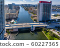 Aerial view Miami Beach showing a draw bridge on the canal 60227365