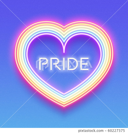 Neon glowing rainbow heart, LGBT pride, gay love, Neon glowing rainbow heart, LGBT pride, gay love, 60227375