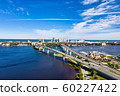 Aerial view Daytona Beach and split bridges crossing the Halifax River 60227422