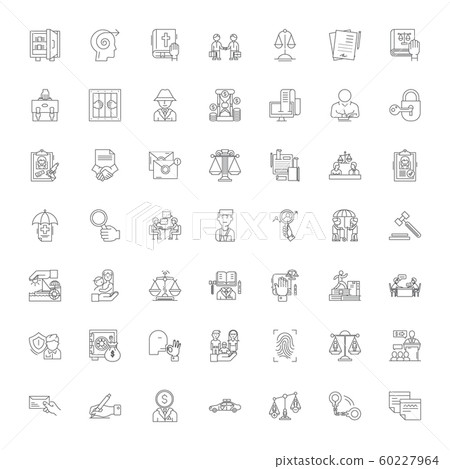 Lawyer linear icons, signs, symbols vector line illustration set Lawyer linear icons, signs, symbols vector line illustration set 60227964