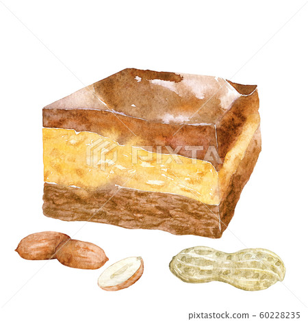 Watercolor peanut fudge. Watercolor peanut fudge. 60228235