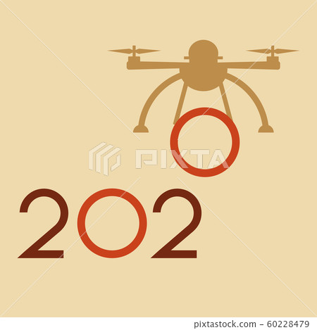 Happy New Year 2020 card Vector illustration Drone Happy New Year 2020 card Vector illustration Drone 60228479