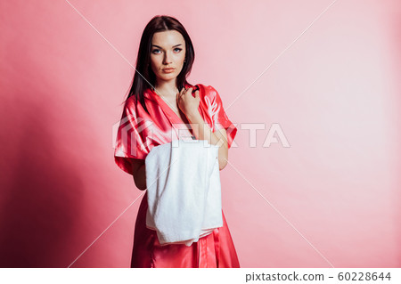 nice girl in Pink Lingerie with robe 60228644