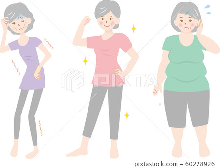 Senior woman body shape, overweight, overweight, healthy Senior woman body shape, overweight, overweight, healthy 60228926