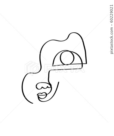 Abstract Face One Line Drawing Portrait Stock Illustration