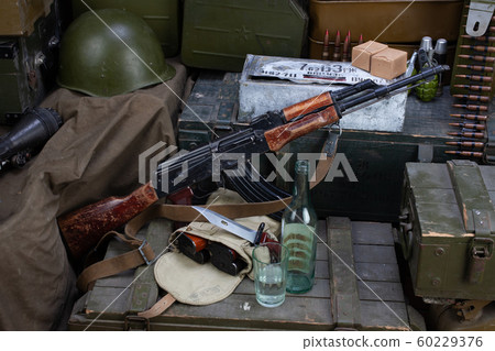 Kalashnikov AK 47 with ammunitions Kalashnikov AK 47 with ammunitions 60229376